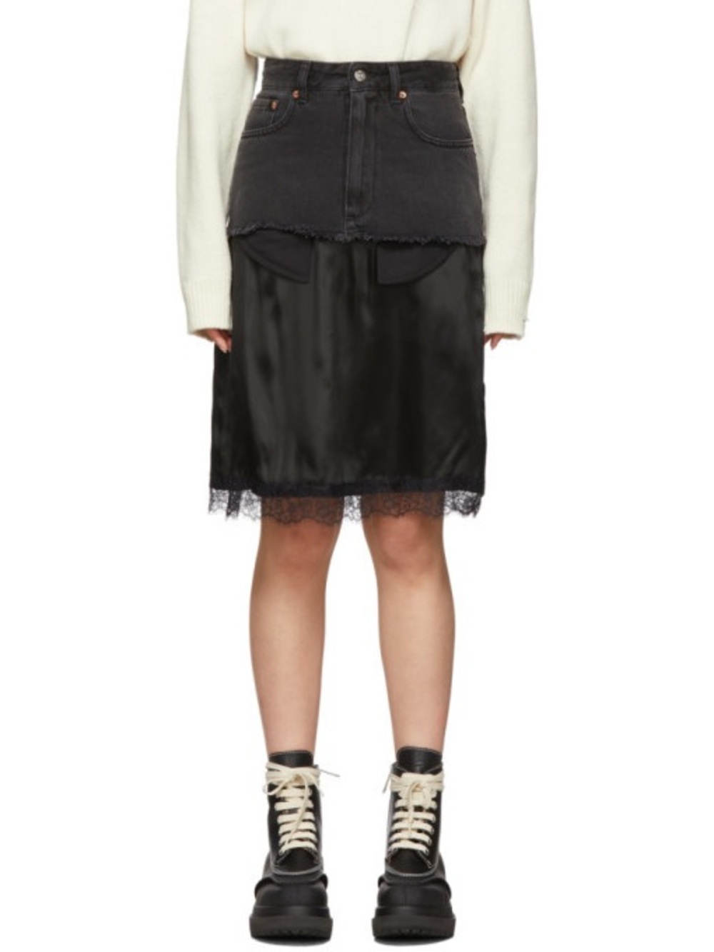 Maison Margiela MM6 Denim Insert Skirt - US 2 - Picture 3 of 15